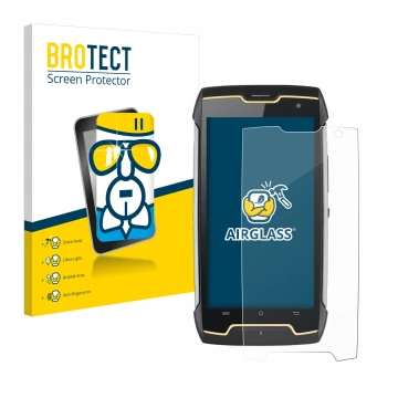 Front side of a product packaging with the brand logo BROTECT. Next to it is the device Cubot King Kong shown with the corresp