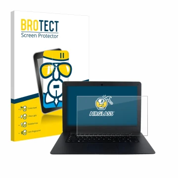 Front side of a product packaging with the brand logo BROTECT. Next to it is the device Captiva Notebook (14.1
