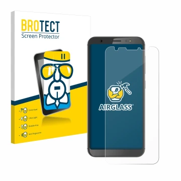 Front side of a product packaging with the brand logo BROTECT. Next to it is the device Gigaset GS185 shown with the correspon