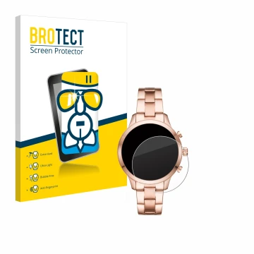 Front side of a product packaging with the brand logo BROTECT. Next to it is the device Michael Kors Access Runway (41 mm) sho