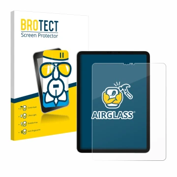 Front side of a product packaging with the brand logo BROTECT. Next to it is the device Apple iPad Pro 12.9