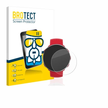 Front side of a product packaging with the brand logo BROTECT. Next to it is the device Polar Vantage M shown with the corresp