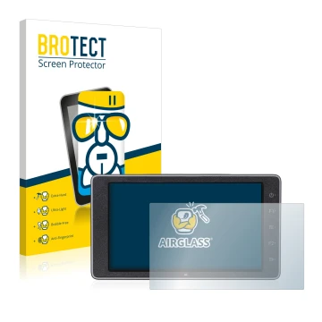 Front side of a product packaging with the brand logo BROTECT. Next to it is the device DJI Crystalsky (5.5