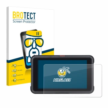 Front side of a product packaging with the brand logo BROTECT. Next to it is the device Atomos Ninja V shown with the correspo