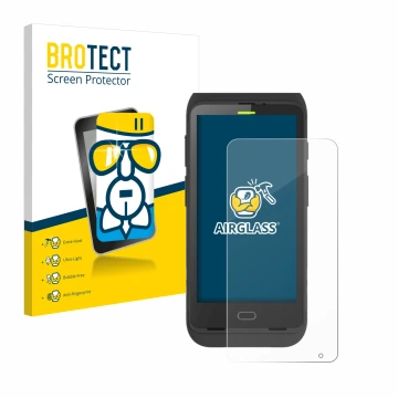 Front side of a product packaging with the brand logo BROTECT. Next to it is the device Honeywell Dolphin CT40 shown with the 