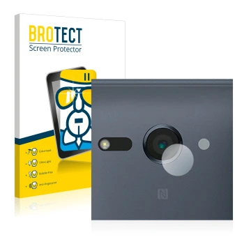 Front side of a product packaging with the brand logo BROTECT. Next to it is the device Sony Xperia XZ2 Compact (ONLY Camera L