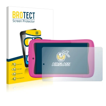 Front side of a product packaging with the brand logo BROTECT. Next to it is the device Kurio Connect 7