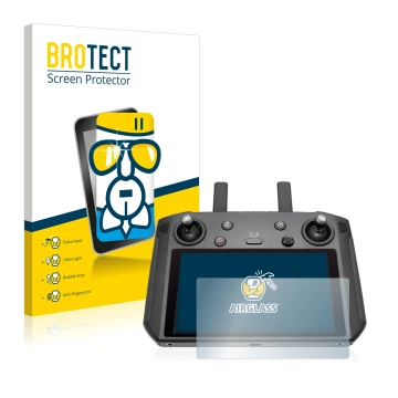 Front side of a product packaging with the brand logo BROTECT. Next to it is the device DJI Smart Controller shown with the co