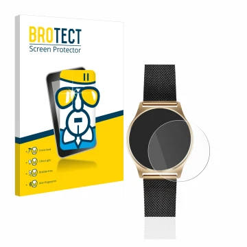 Front side of a product packaging with the brand logo BROTECT. Next to it is the device Xlyne X-Watch Joli XW Pro shown with t