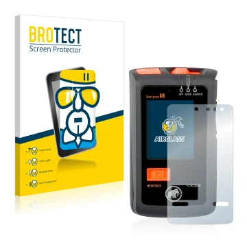 Front side of a product packaging with the brand logo BROTECT. Next to it is the device Mammut Barryvox S shown with the corre
