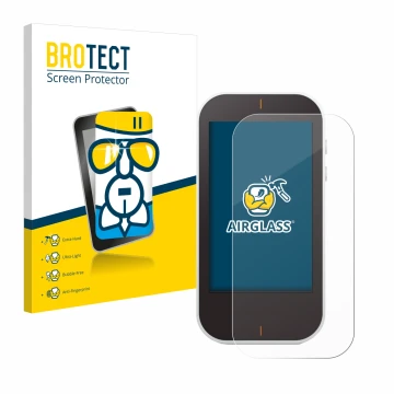 Front side of a product packaging with the brand logo BROTECT. Next to it is the device Garmin Approach G80 shown with the cor