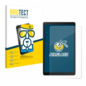 Front side of a product packaging with the brand logo BROTECT. Next to it is the device Samsung Galaxy Tab A 10.1 WiFi 2019 sh
