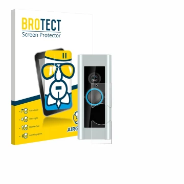 Front side of a product packaging with the brand logo BROTECT. Next to it is the device Ring Video Doorbell Pro (Version 2) sh