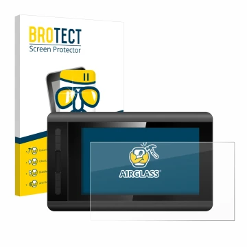Front side of a product packaging with the brand logo BROTECT. Next to it is the device XP-Pen Artist 12 shown with the corres