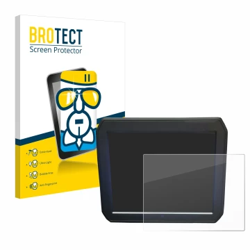 Front side of a product packaging with the brand logo BROTECT. Next to it is the device Keyence IM-7020 (Display + Touchpad) s
