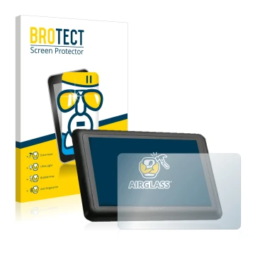 Front side of a product packaging with the brand logo BROTECT. Next to it is the device Giant RideControl Charge shown with th