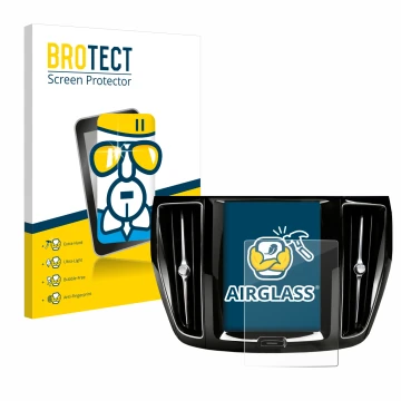 Front side of a product packaging with the brand logo BROTECT. Next to it is the device Volvo V60 Sensus Connect 2019-2020 sho