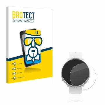 Front side of a product packaging with the brand logo BROTECT. Next to it is the device Polar Ignite shown with the correspond