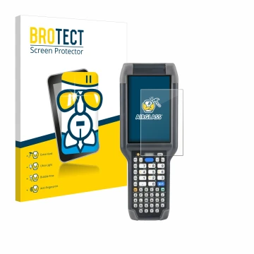 Front side of a product packaging with the brand logo BROTECT. Next to it is the device Honeywell Dolphin CK65 shown with the 