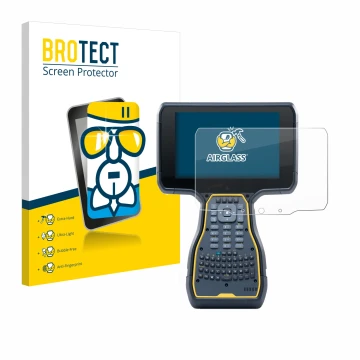 Front side of a product packaging with the brand logo BROTECT. Next to it is the device Trimble TSC7 Controller shown with the