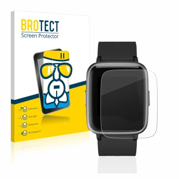 Front side of a product packaging with the brand logo BROTECT. Next to it is the device Letsfit Fitness Tracker 1.3