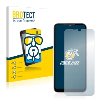 Front side of a product packaging with the brand logo BROTECT. Next to it is the device Gigaset GS190 shown with the correspon