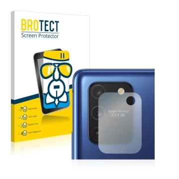 Front side of a product packaging with the brand logo BROTECT. Next to it is the device Samsung Galaxy S10 Lite (ONLY Camera L