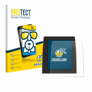 Front side of a product packaging with the brand logo BROTECT. Next to it is the device Renault Clio 5 2020 Easy Link 9.3