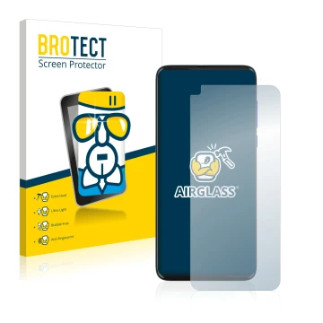 Front side of a product packaging with the brand logo BROTECT. Next to it is the device Motorola Moto G8 shown with the corres