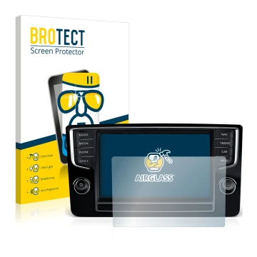 Front side of a product packaging with the brand logo BROTECT. Next to it is the device Volkswagen Golf Sportsvan 2015 Discove