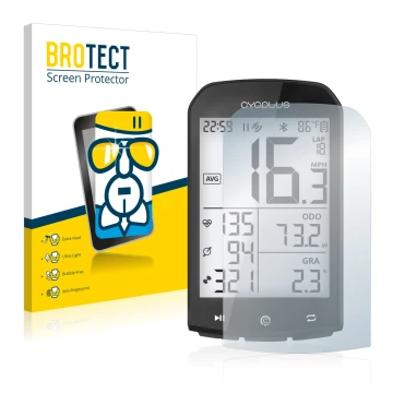 Front side of a product packaging with the brand logo BROTECT. Next to it is the device Cycplus M1 2.9