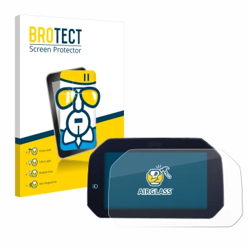 Front side of a product packaging with the brand logo BROTECT. Next to it is the device BMW F 750 GS 2018-2020 Connectivity TF