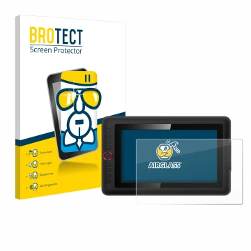 Front side of a product packaging with the brand logo BROTECT. Next to it is the device XP-Pen Artist 12 Pro shown with the co