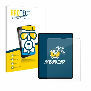 Front side of a product packaging with the brand logo BROTECT. Next to it is the device Apple iPad 12.9