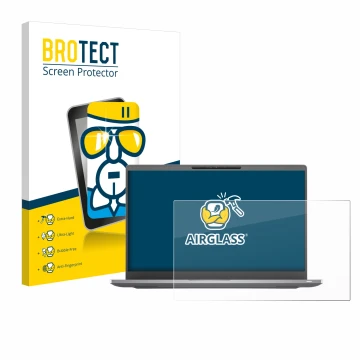 Front side of a product packaging with the brand logo BROTECT. Next to it is the device Dell Latitude 7400 Non-Touch shown wit