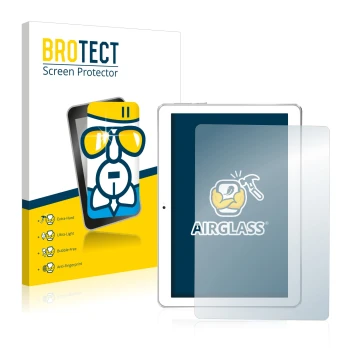 Front side of a product packaging with the brand logo BROTECT. Next to it is the device Toscido X104 10