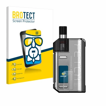 Front side of a product packaging with the brand logo BROTECT. Next to it is the device Smok Fetch 80W Pro shown with the corr