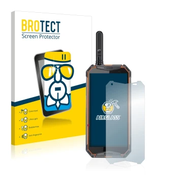 Front side of a product packaging with the brand logo BROTECT. Next to it is the device Ulefone Armor 3w shown with the corres