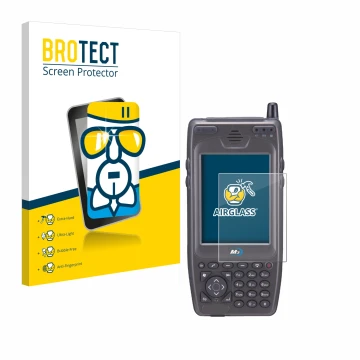 Front side of a product packaging with the brand logo BROTECT. Next to it is the device M3 Mobile M3 SKY MC-7500S shown with t