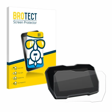 Front side of a product packaging with the brand logo BROTECT. Next to it is the device Ducati Streetfighter V4 2020 Speedomet