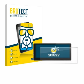 Front side of a product packaging with the brand logo BROTECT. Next to it is the device Joying 4G Car Radio 10.25