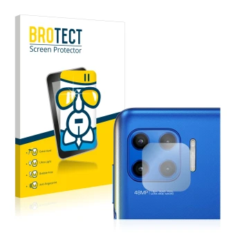 Front side of a product packaging with the brand logo BROTECT. Next to it is the device Motorola Moto G 5G Plus (ONLY Camera L