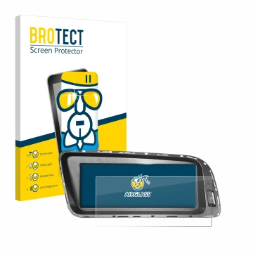 Front side of a product packaging with the brand logo BROTECT. Next to it is the device Audi Q5 8R 2008-2016 MMI 3G 8.8