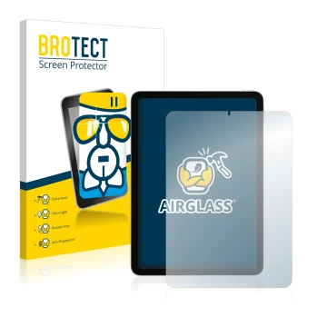 Front side of a product packaging with the brand logo BROTECT. Next to it is the device Apple iPad Air 4 2020 (4th Gen.) shown