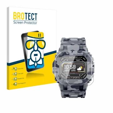 Front side of a product packaging with the brand logo BROTECT. Next to it is the device JAY-tech SWi2 shown with the correspon
