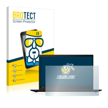 Front side of a product packaging with the brand logo BROTECT. Next to it is the device Lenovo ThinkPad X1 Carbon (8th. Gen.) 