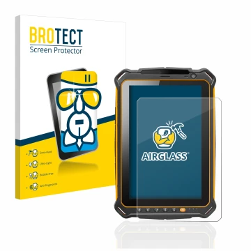 Front side of a product packaging with the brand logo BROTECT. Next to it is the device i.safe MOBILE IS930.2 shown with the c