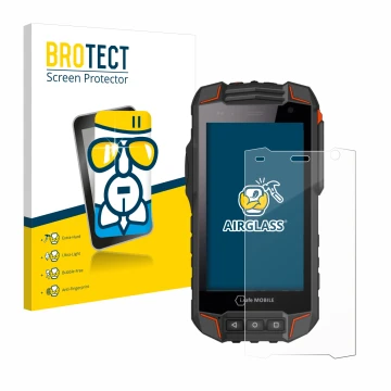 Front side of a product packaging with the brand logo BROTECT. Next to it is the device i.safe MOBILE IS530.1 shown with the c