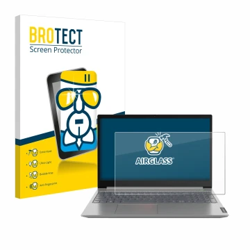 Front side of a product packaging with the brand logo BROTECT. Next to it is the device Lenovo ThinkBook 14 Gen 1 shown with t