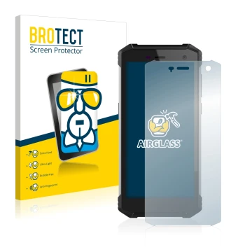 Front side of a product packaging with the brand logo BROTECT. Next to it is the device Hammer Energy 2 shown with the corresp